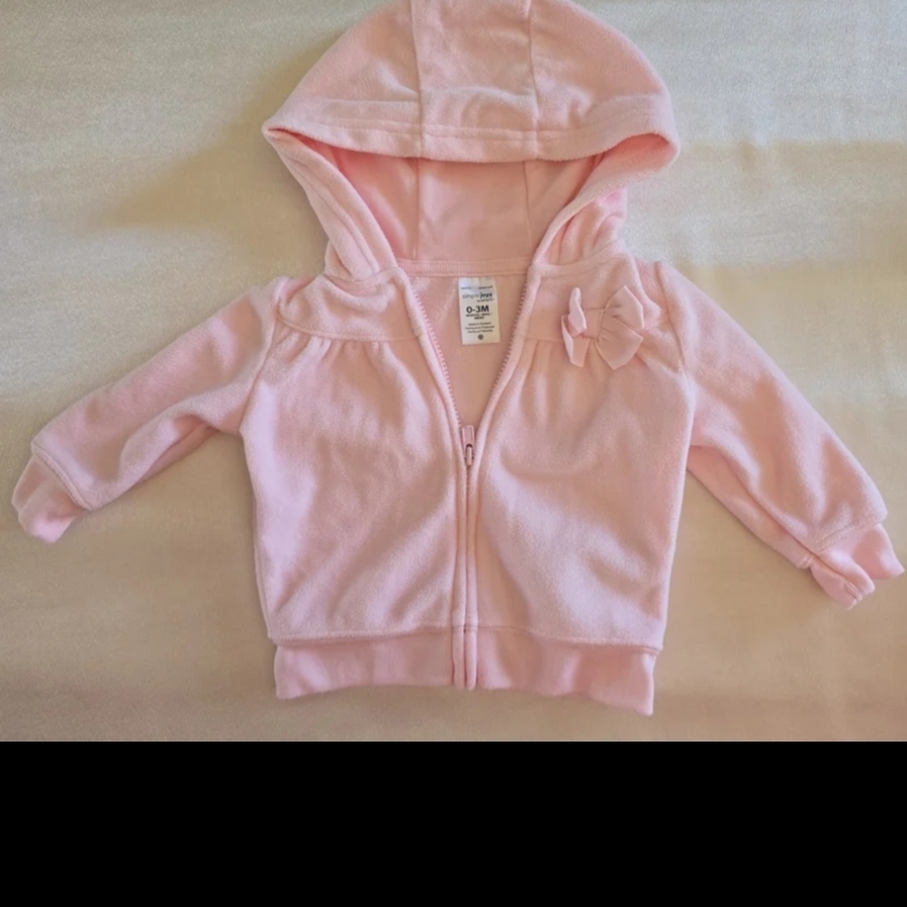 Carters Simple Light Pink Girls Fleece Jacket with Bow 0-3M